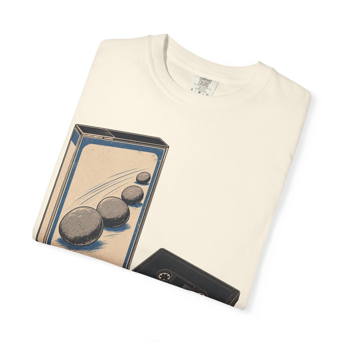 Cassette Pun T-shirt in Ivory, folded view