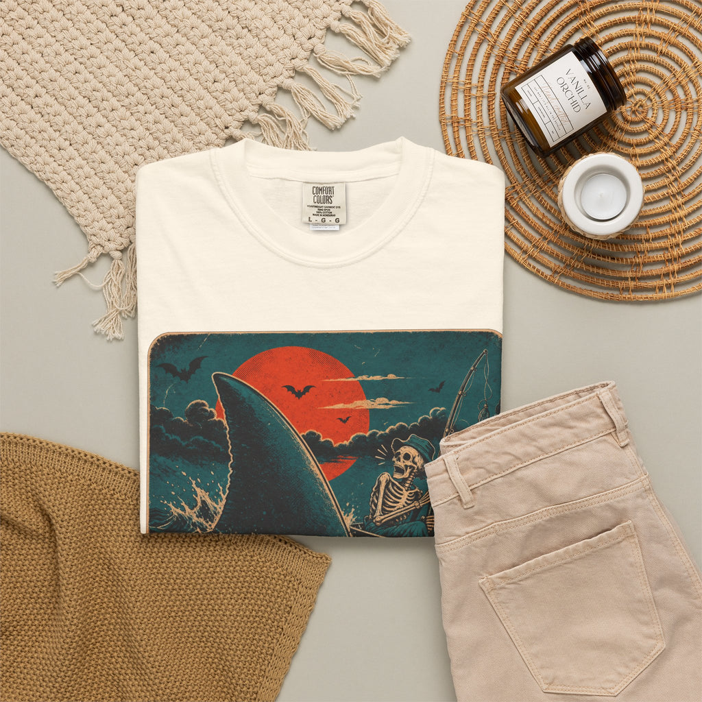 Halloween Film Parody T-shirt in Ivory, flat lay view