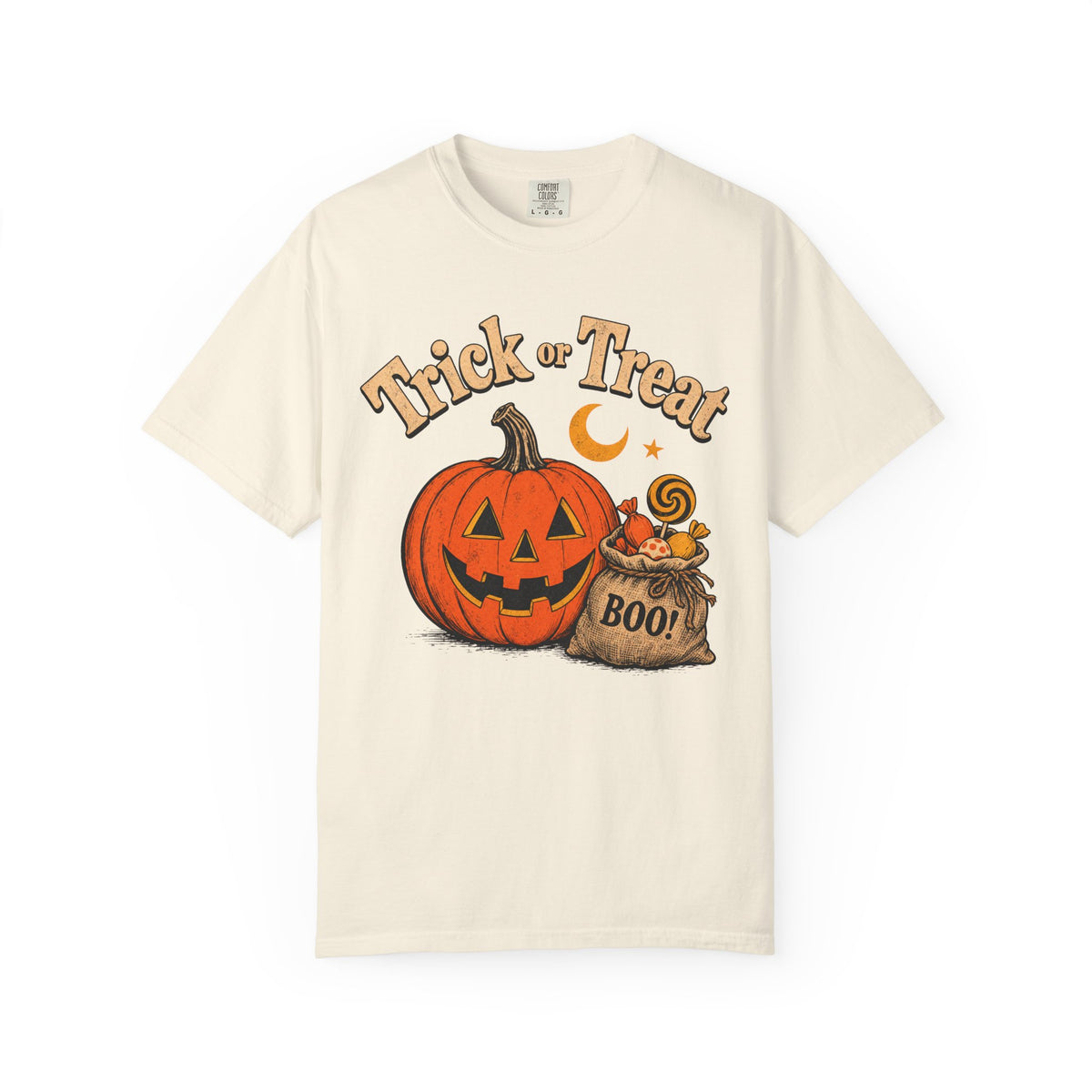 Trick or Treat T-shirt in Ivory, front view