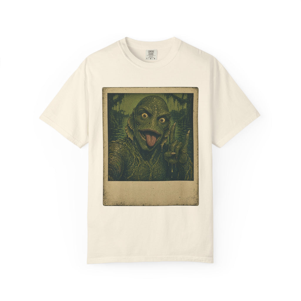 Swamp Creature Selfie T-shirt in Ivory, front view