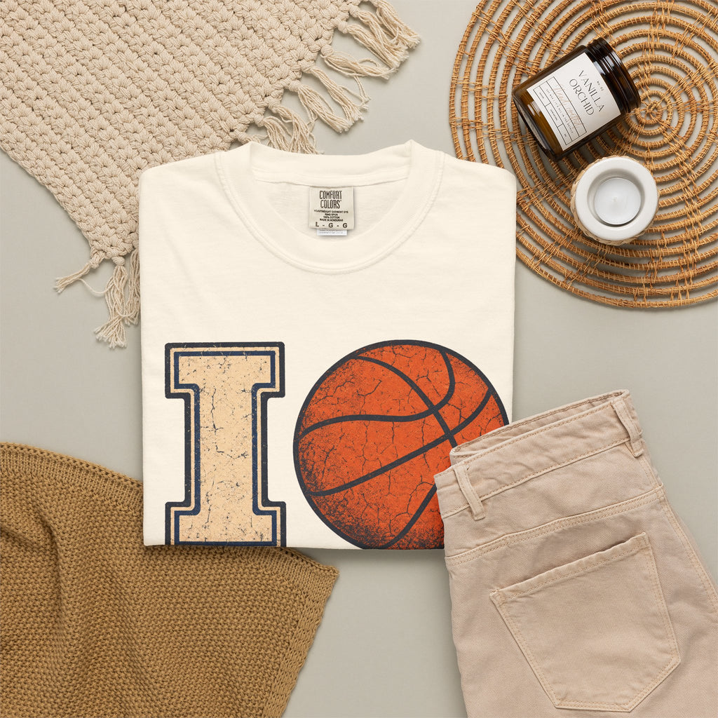I Love Women's Sports T-shirt in Ivory, flat lay view