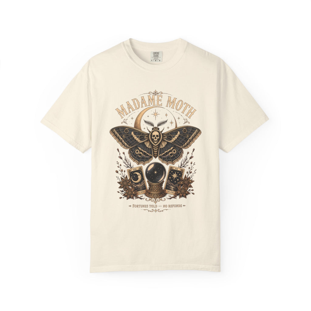 Moth Fortune Teller T-shirt in Ivory, front view
