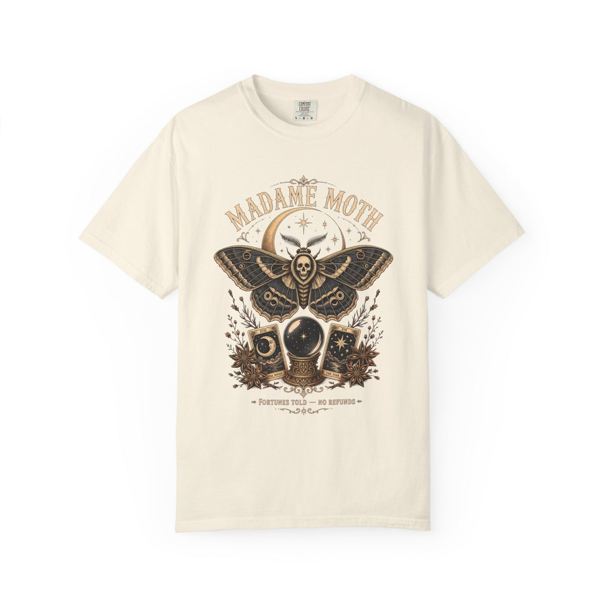 Moth Fortune Teller T-shirt in Ivory, front view
