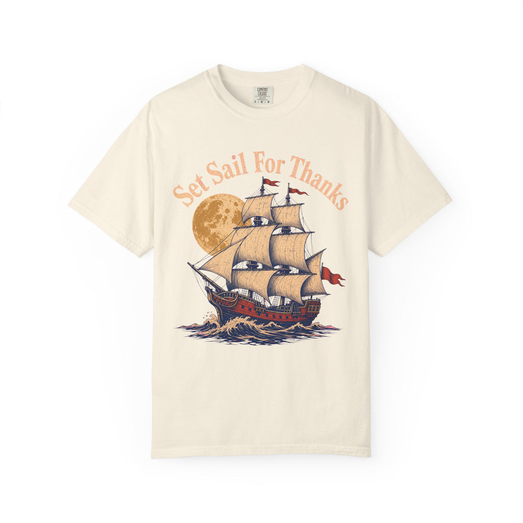 Set Sail For Thanks T-shirt in Ivory, front view