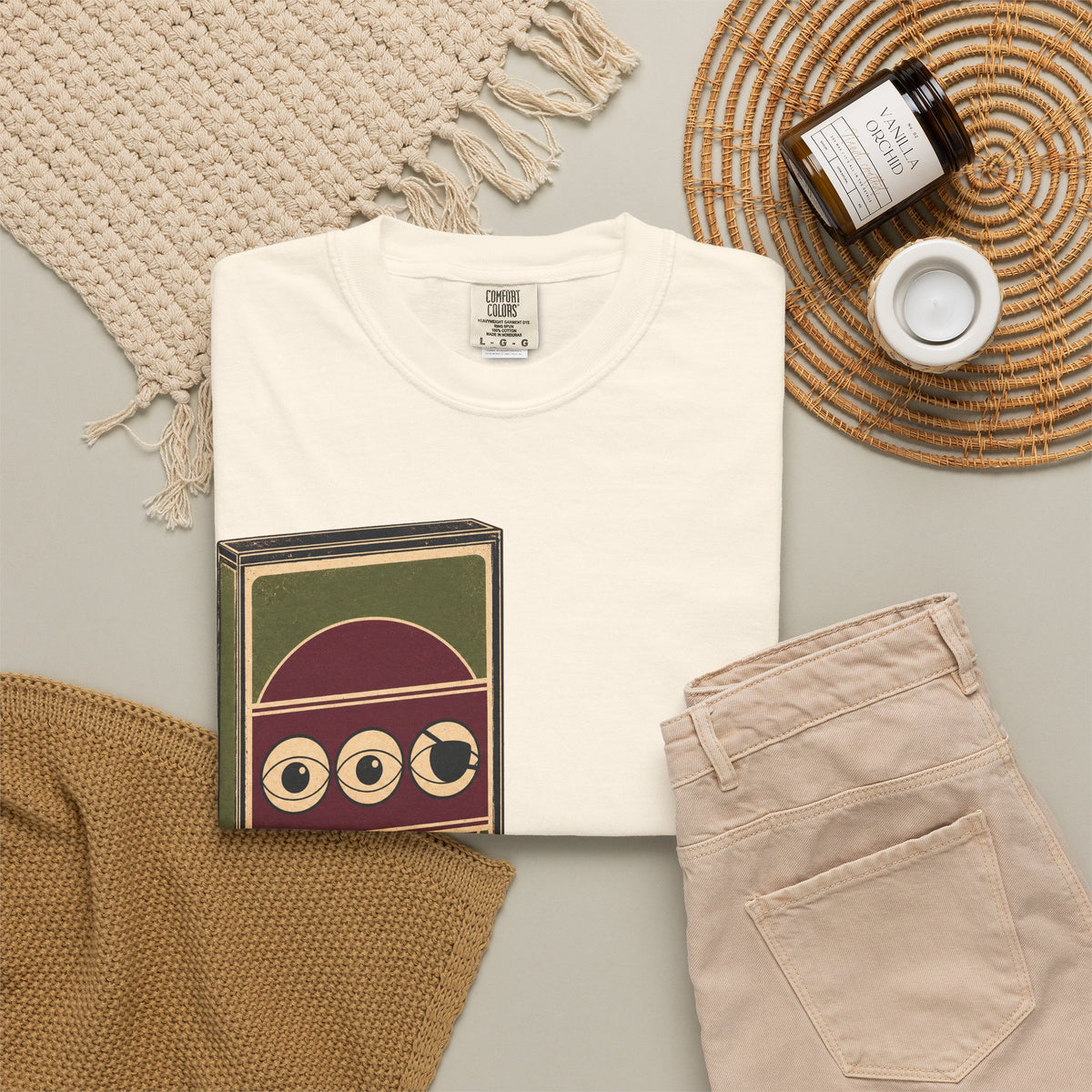 Cassette Tape Pun T-shirt in Ivory, flat lay view