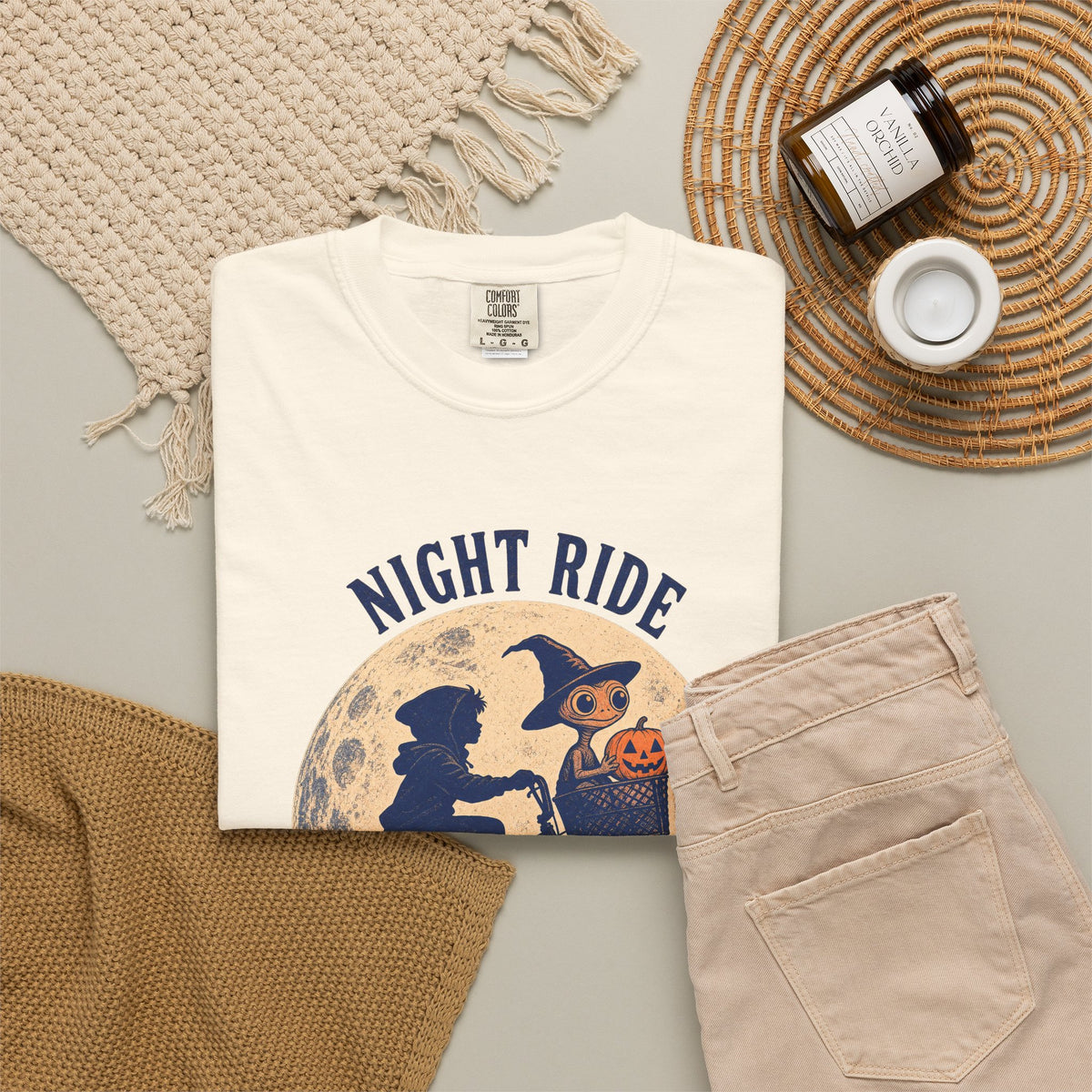 Night Ride T-shirt in Ivory, flat lay view