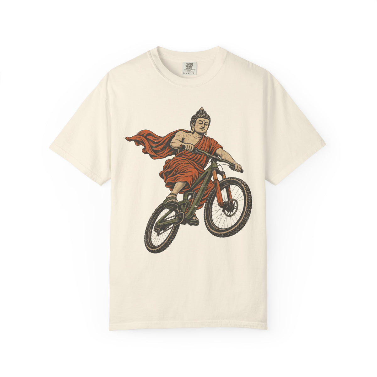 Buddha Mountain Bike T-shirt in Ivory, front view
