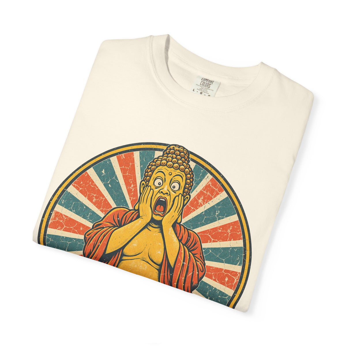 Buddha Home Alone Scream T-shirt in Ivory, folded view