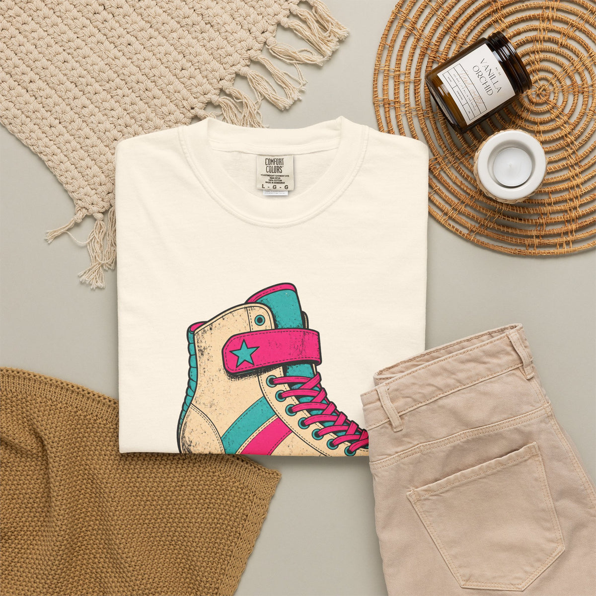 Roller Skate T-shirt in Ivory, flat lay view