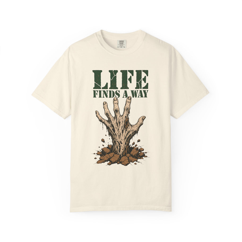 Life Finds A Way T-shirt in Ivory, front view