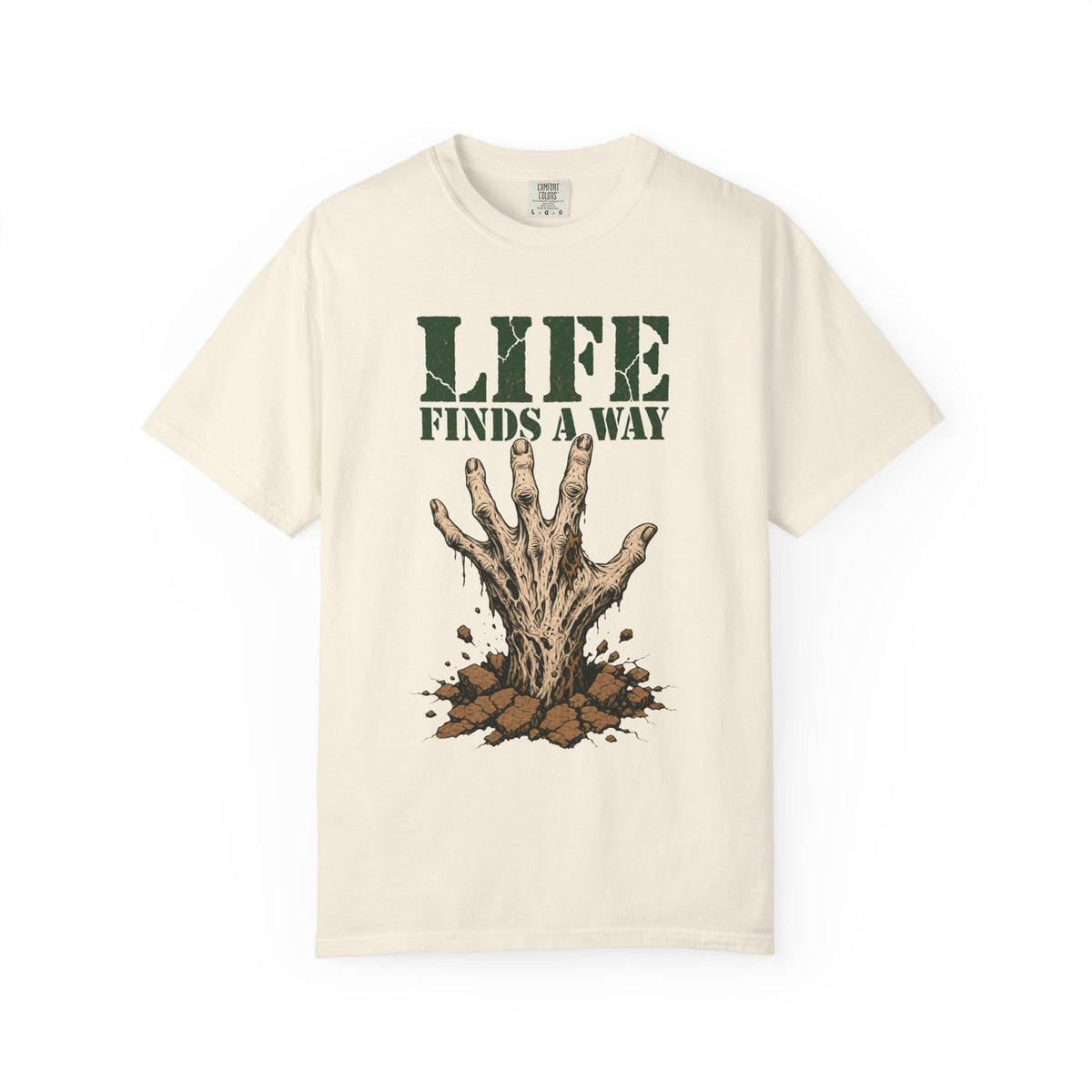 Life Finds A Way T-shirt in Ivory, front view