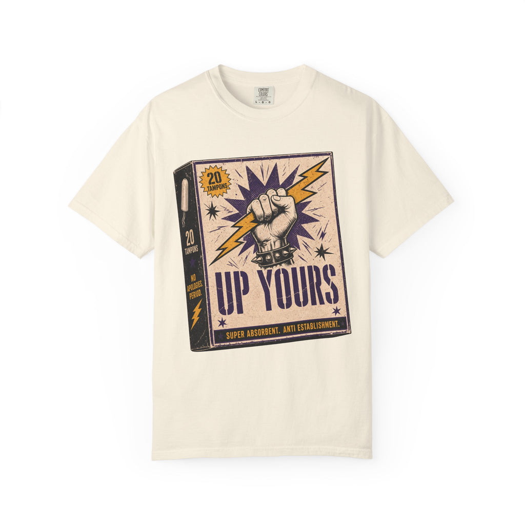 Up Yours T-shirt in Ivory, front view