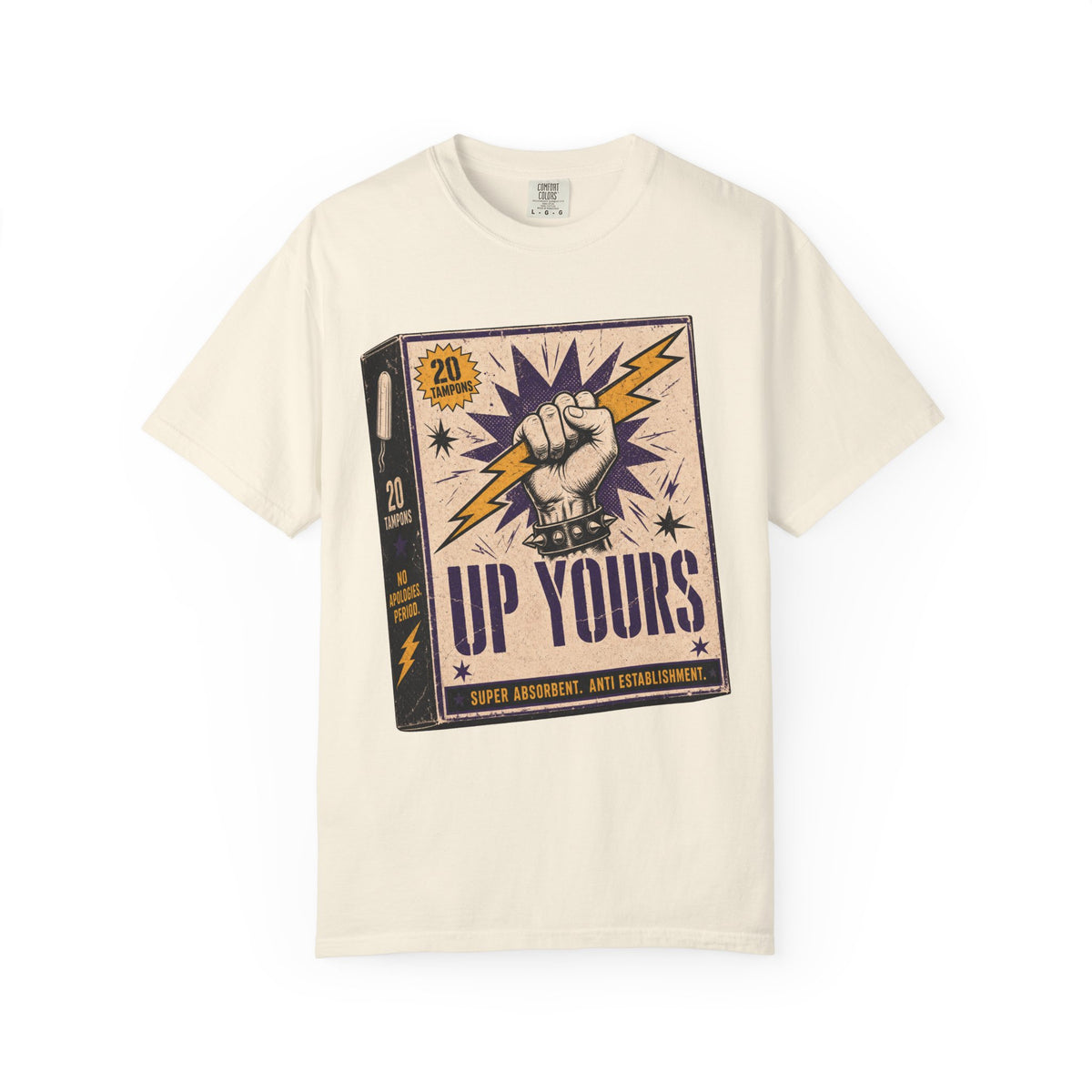 Up Yours T-shirt in Ivory, front view