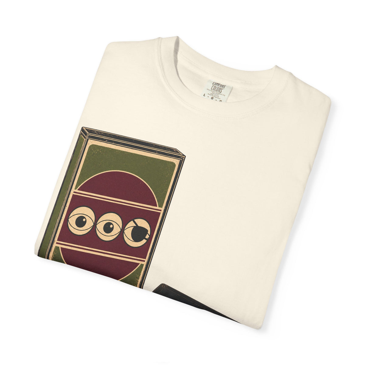 Cassette Tape Pun T-shirt in Ivory, folded view