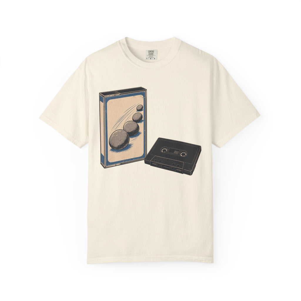Cassette Pun T-shirt in Ivory, front view
