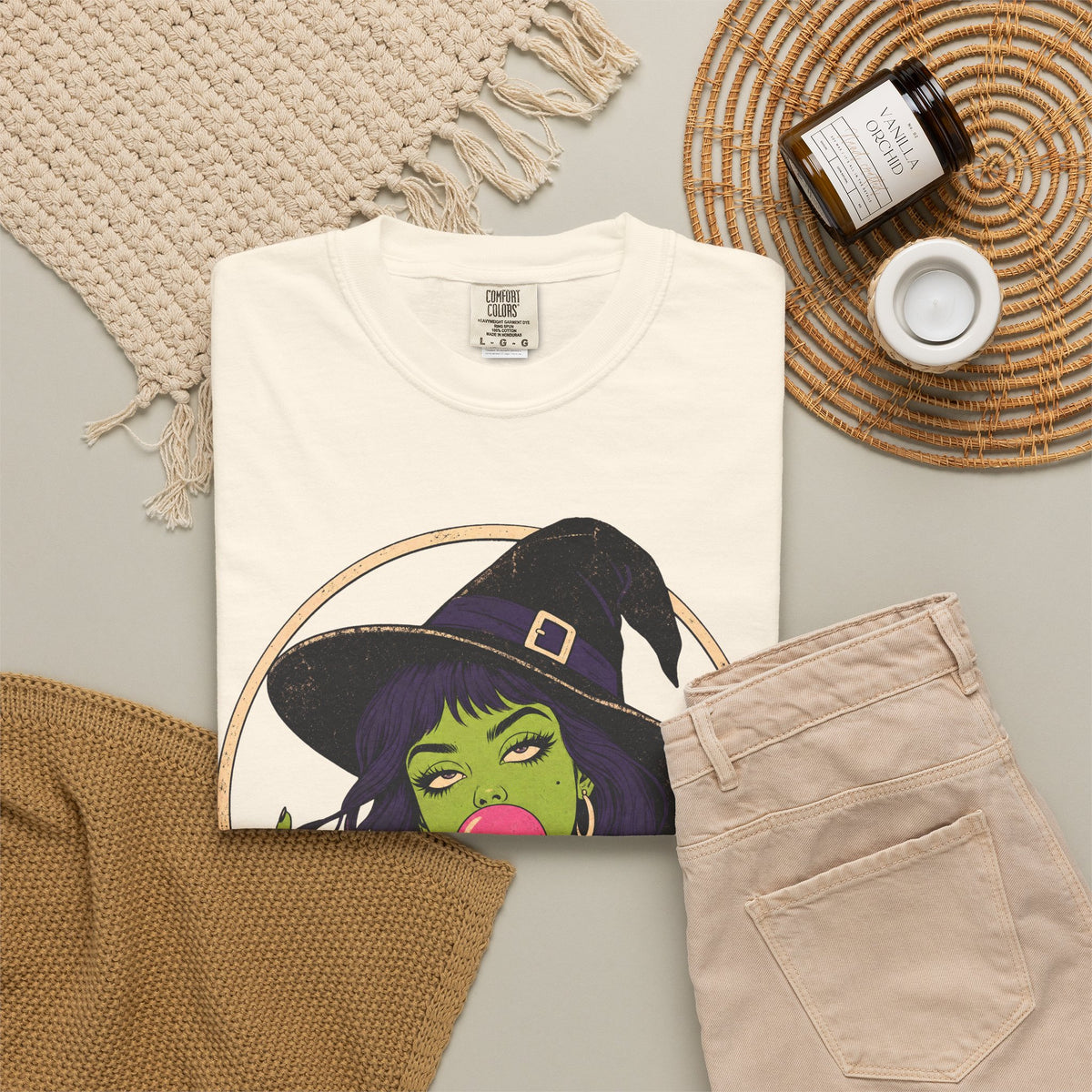 Witch Please T-shirt in Ivory, flat lay view