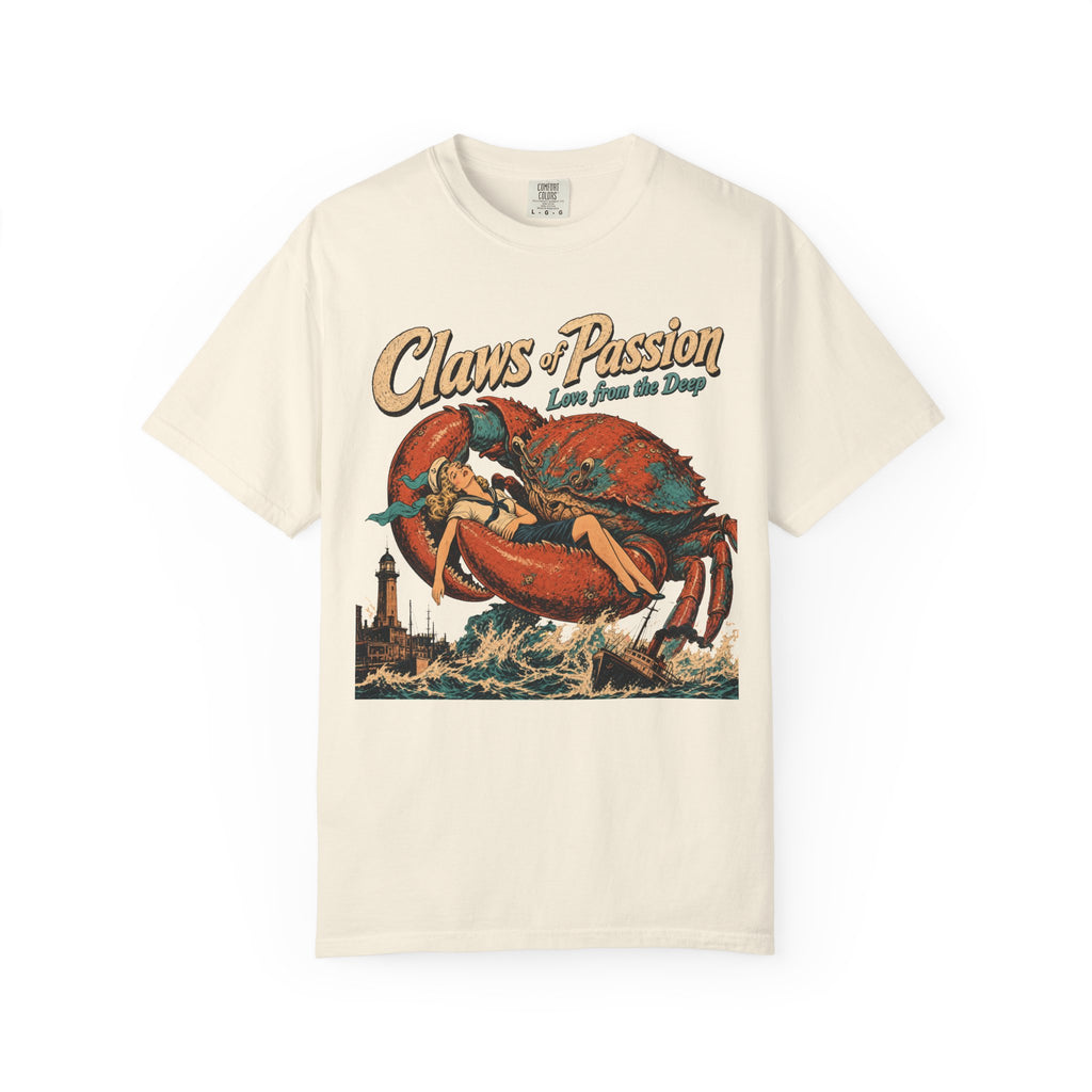Claws of Passion Kaiju Crab T-shirt in Ivory, front view