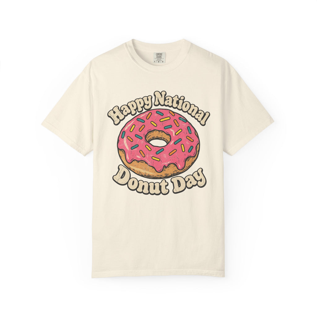 Happy National Donut Day T-shirt in Ivory, front view