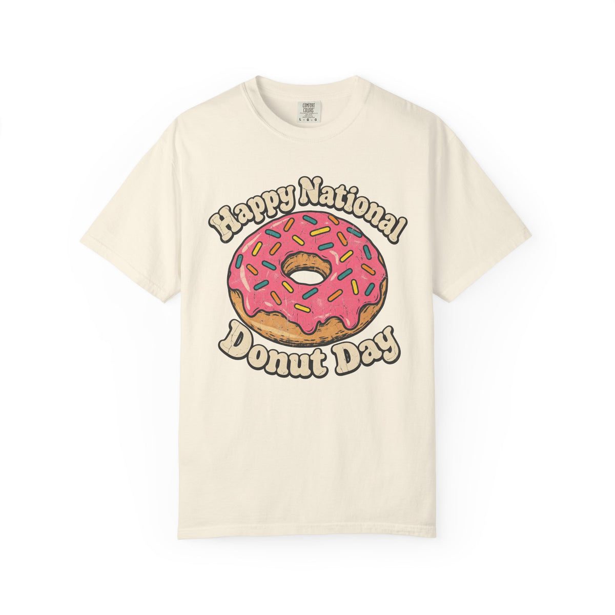 Happy National Donut Day T-shirt in Ivory, front view