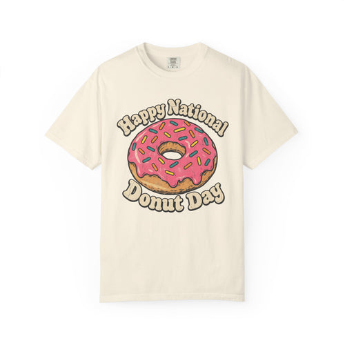 Happy National Donut Day T-shirt in Ivory, front view