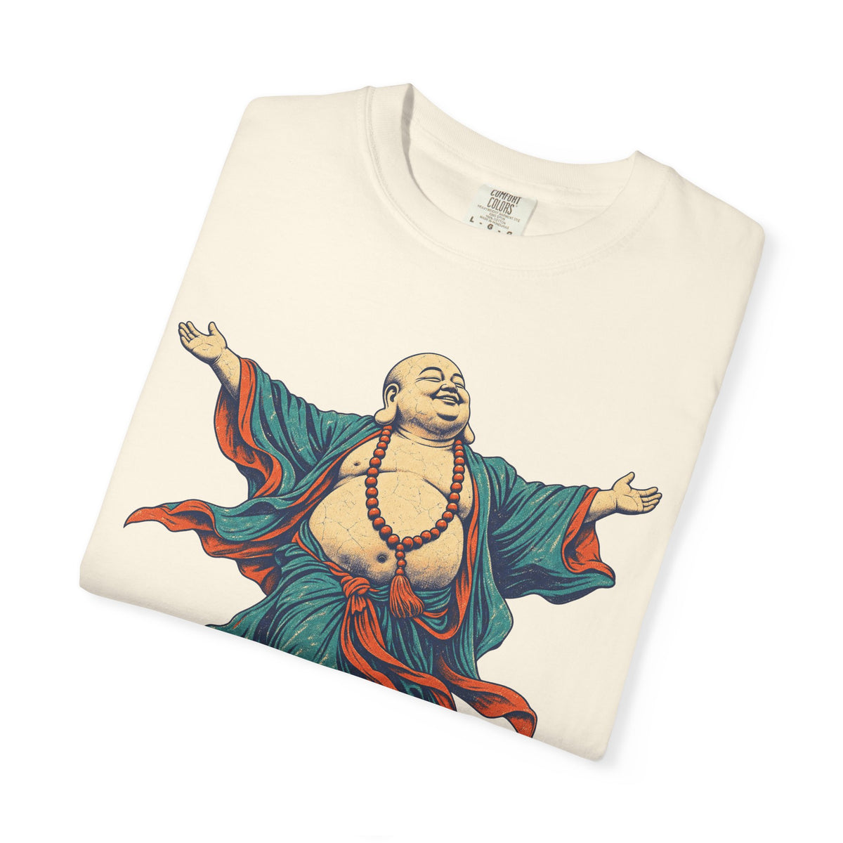 Buddha Titanic Pose T-shirt in Ivory, folded view