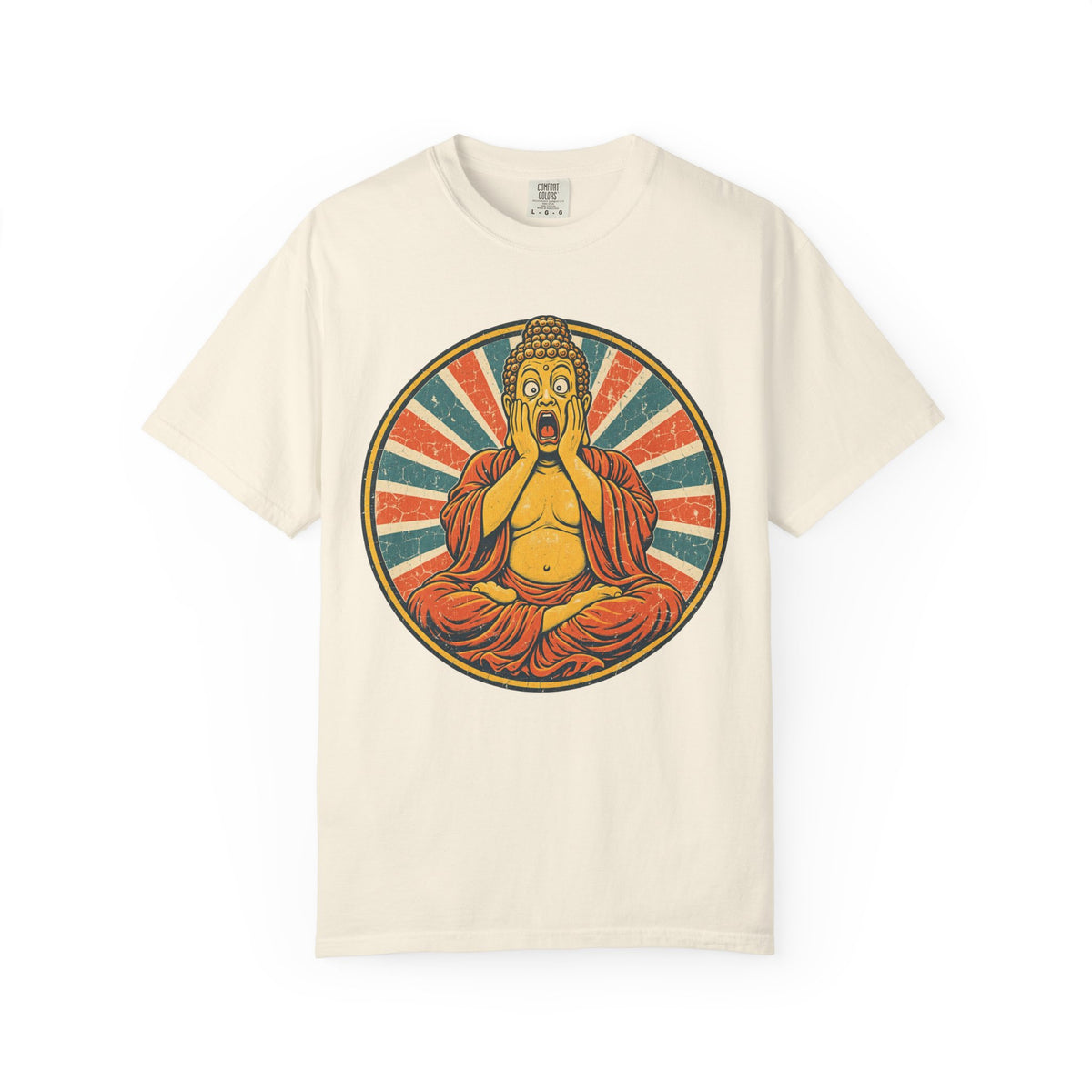 Buddha Home Alone Scream T-shirt in Ivory, front view