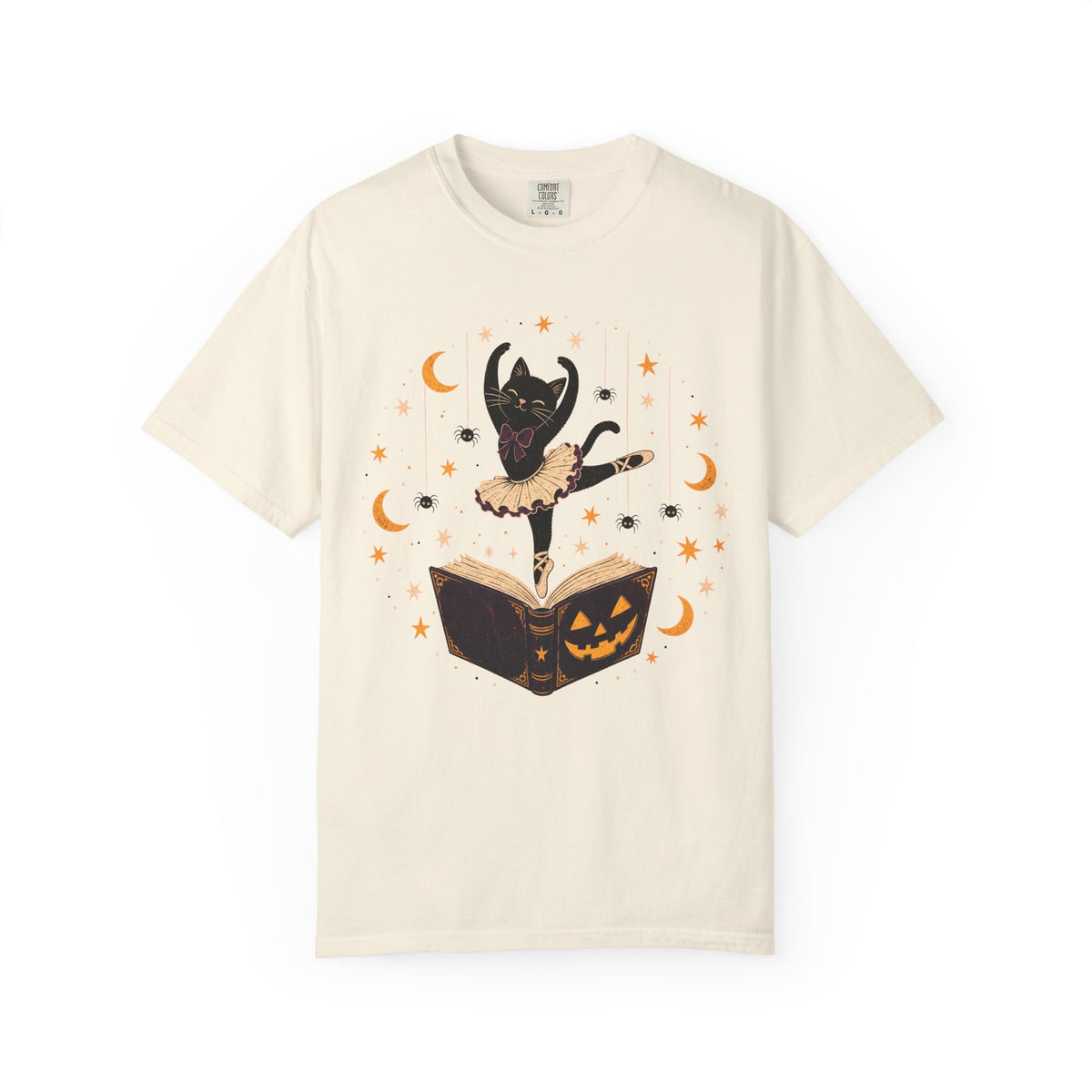 Black Cat Ballerina T-shirt in Ivory, front view