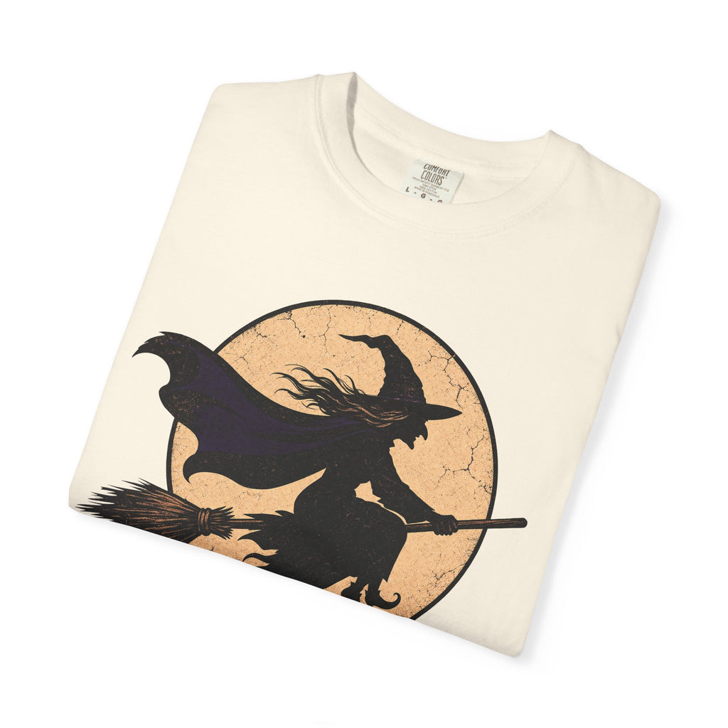 Happy Halloween Witch Silhouette T-shirt in Ivory, folded view