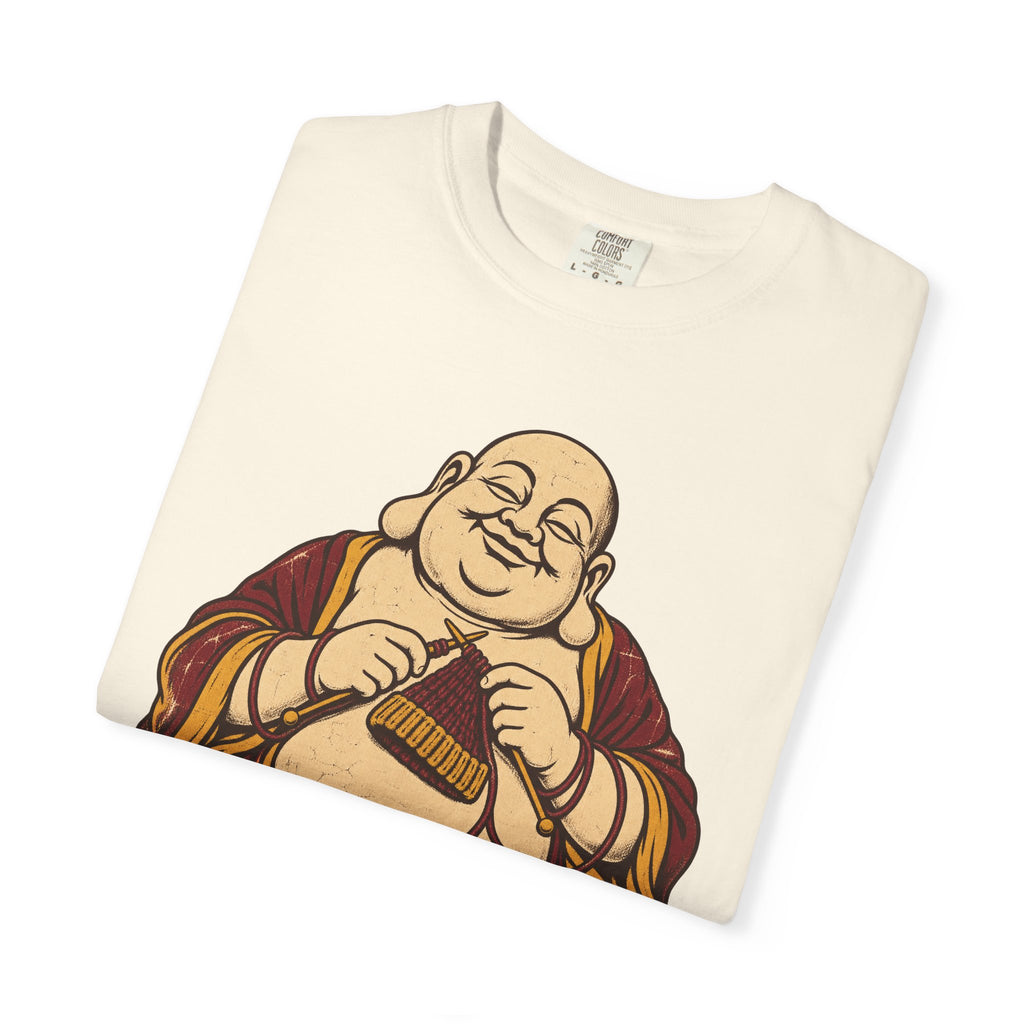 Knitting Buddha T-shirt in Ivory, folded view