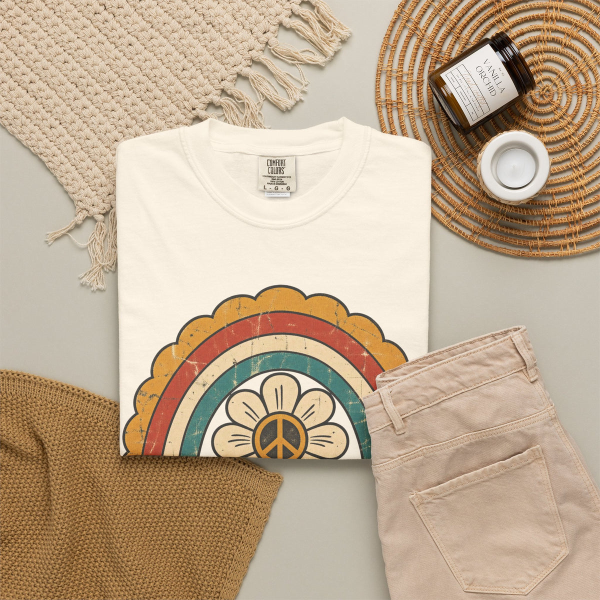 Blessed T-shirt in Ivory, flat lay view