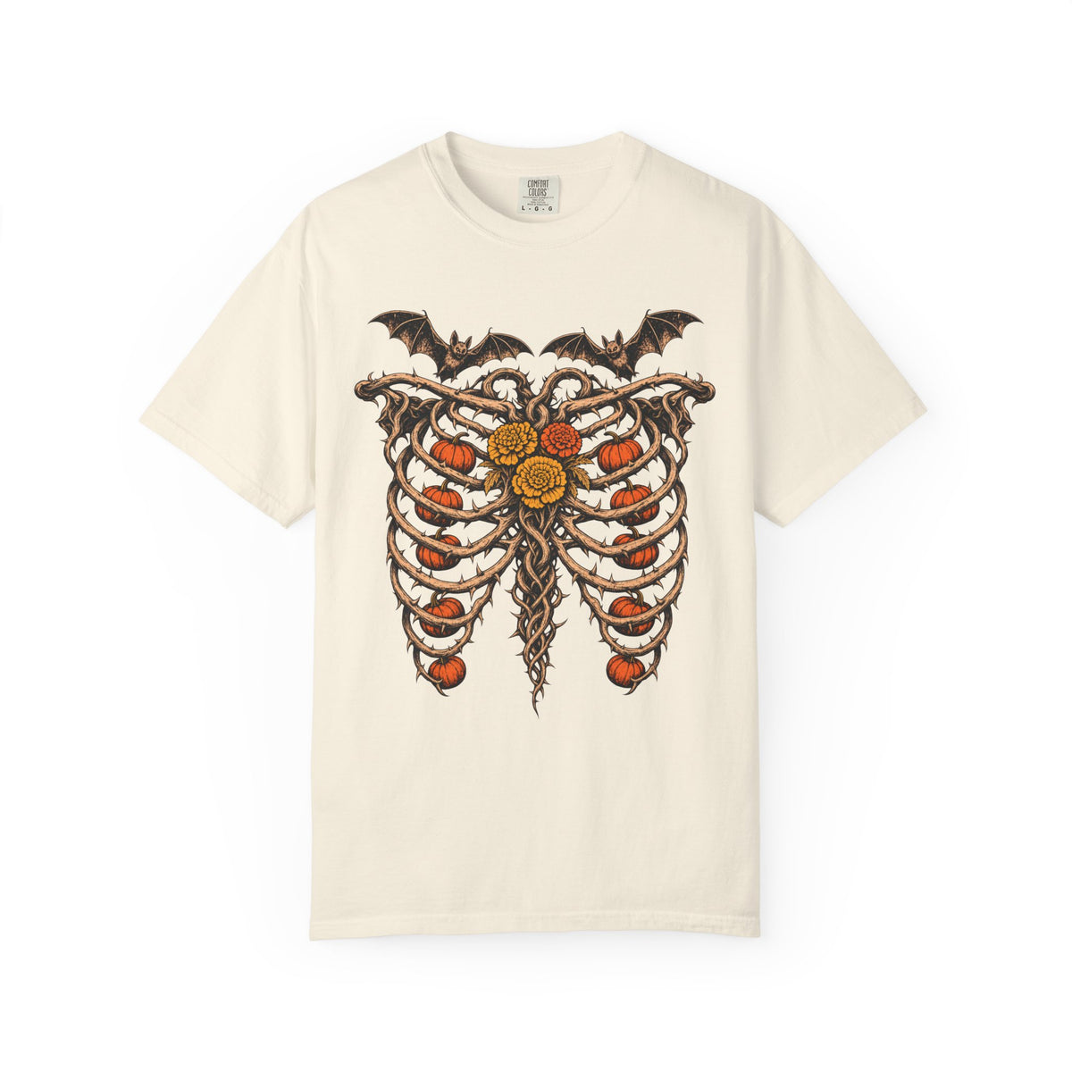 Botanical Ribcage T-shirt in Ivory, front view