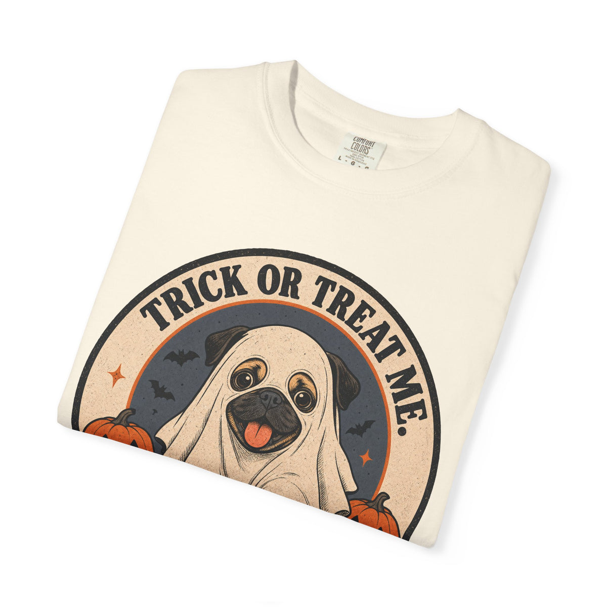 Trick or Treat Me T-shirt in Ivory, folded view