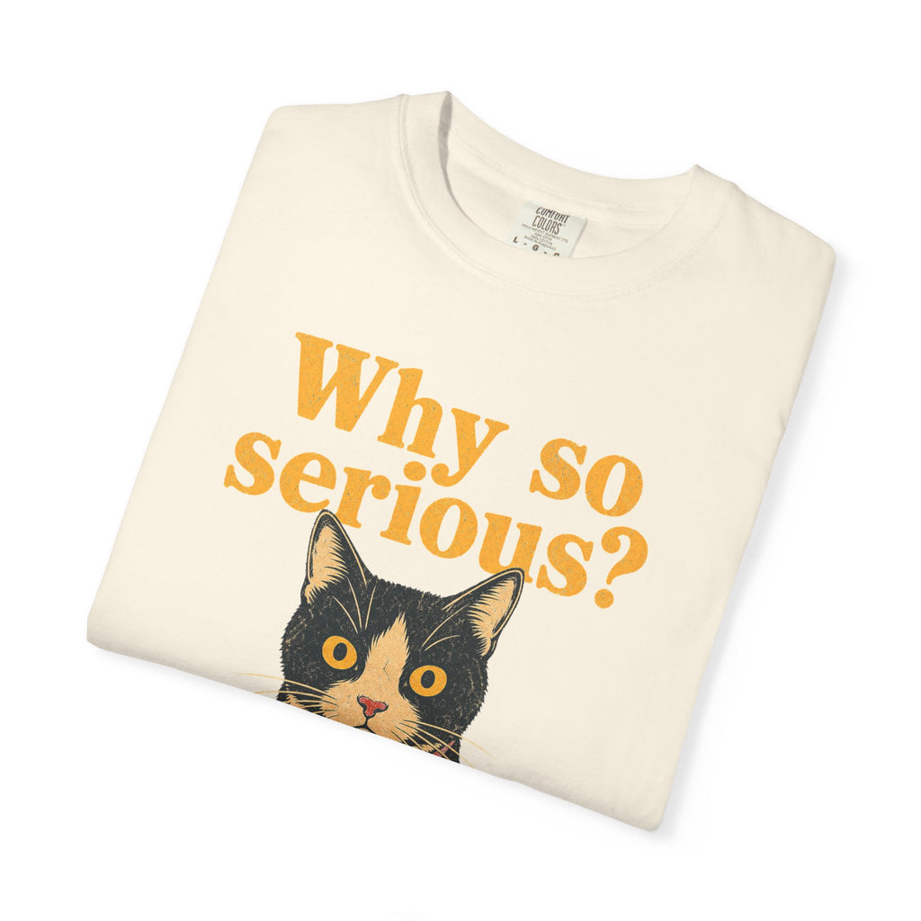 Why So Serious Cat T-shirt in Ivory, folded view