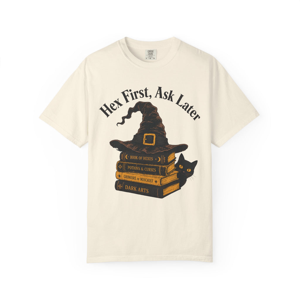 Hex First Ask Later T-shirt in Ivory, front view