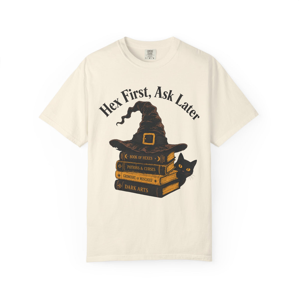 Hex First Ask Later T-shirt in Ivory, front view