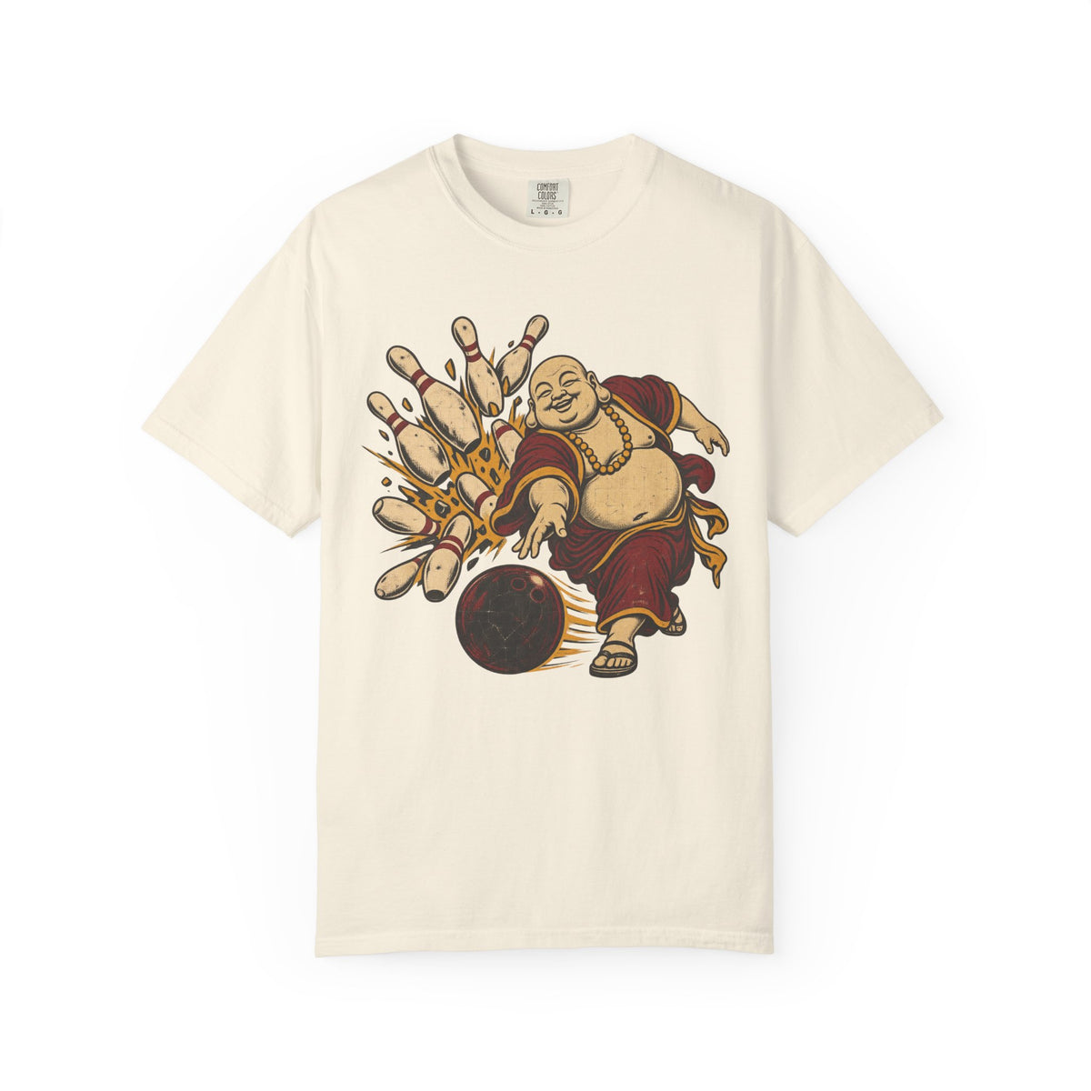 Bowling Buddha T-shirt in Ivory, front view