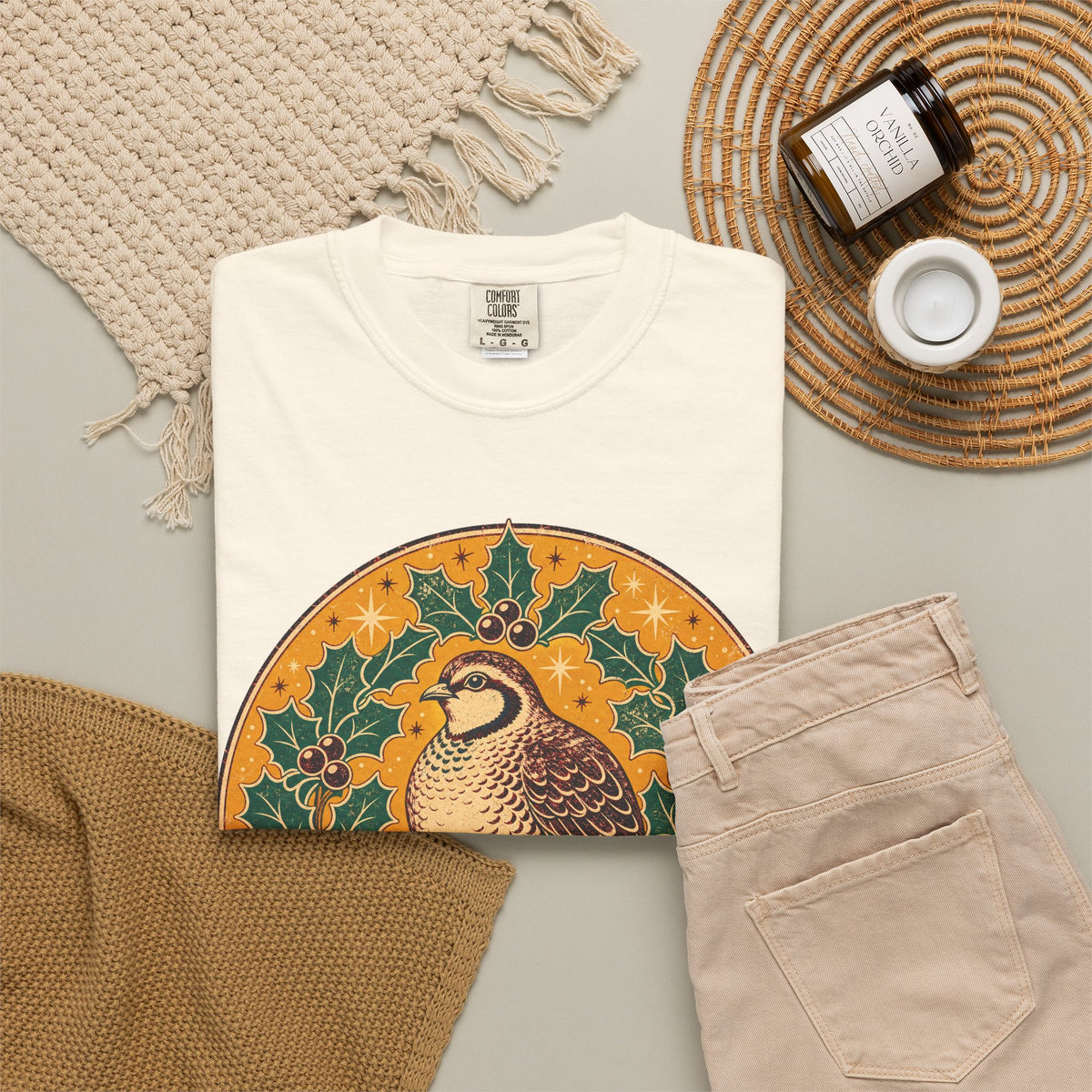 Merry Christmas T-shirt in Ivory, flat lay view