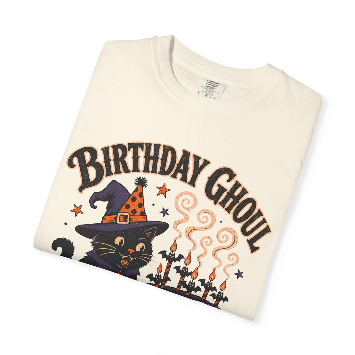 Birthday Ghoul T-shirt in Ivory, folded view