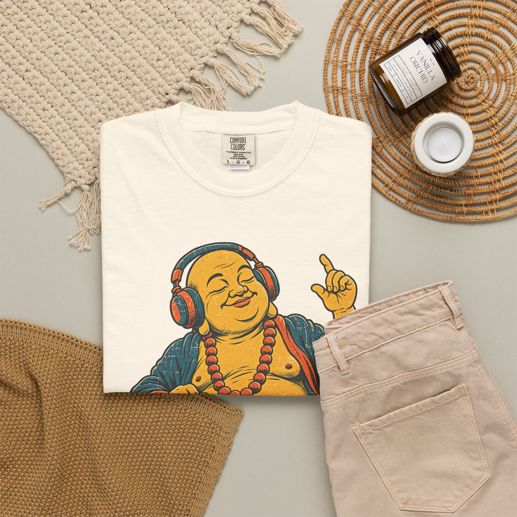 Buddha Headphones T-shirt in Ivory, flat lay view