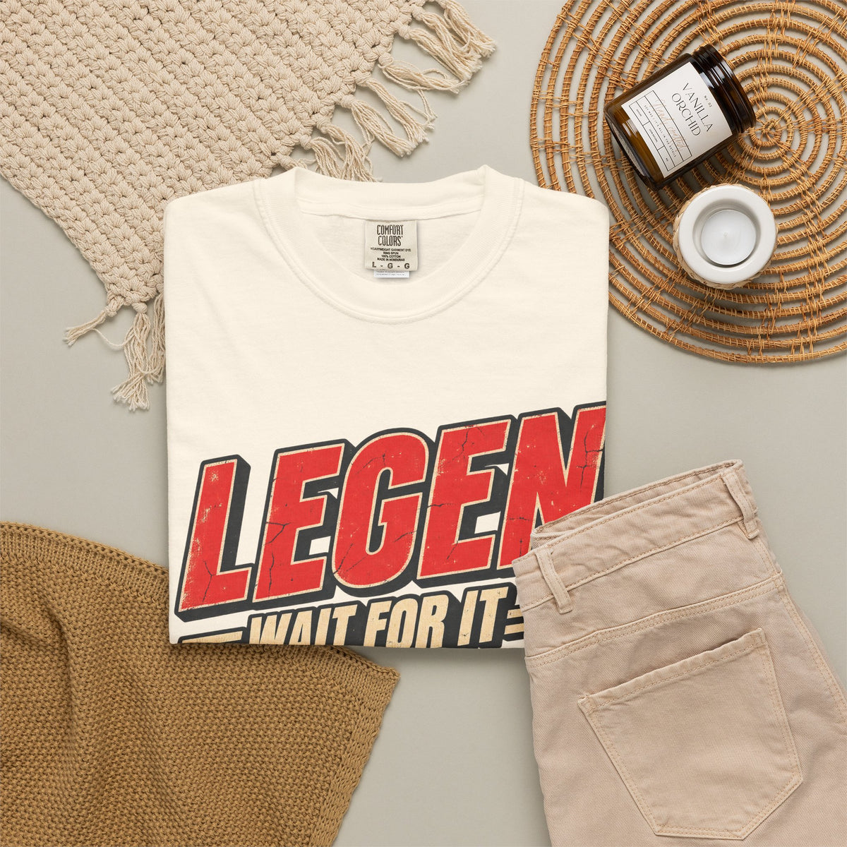 Legendary Wait For It T-shirt in Ivory, flat lay view