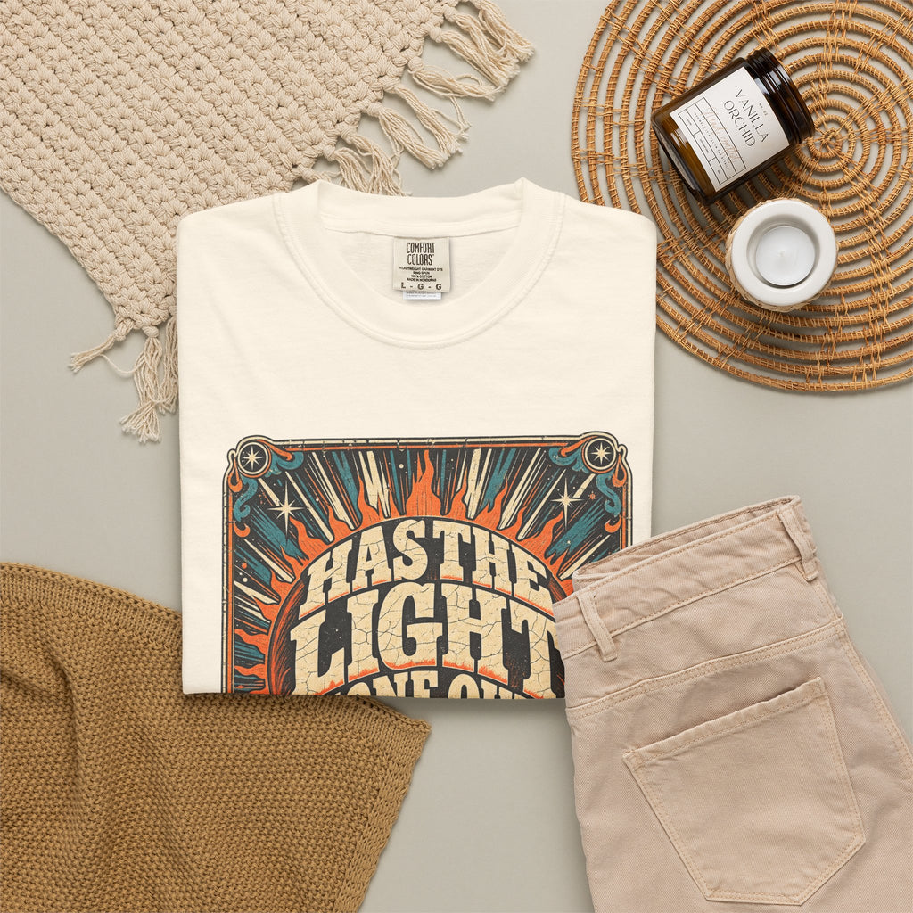 Has The Light Gone Out For You T-shirt in Ivory, flat lay view