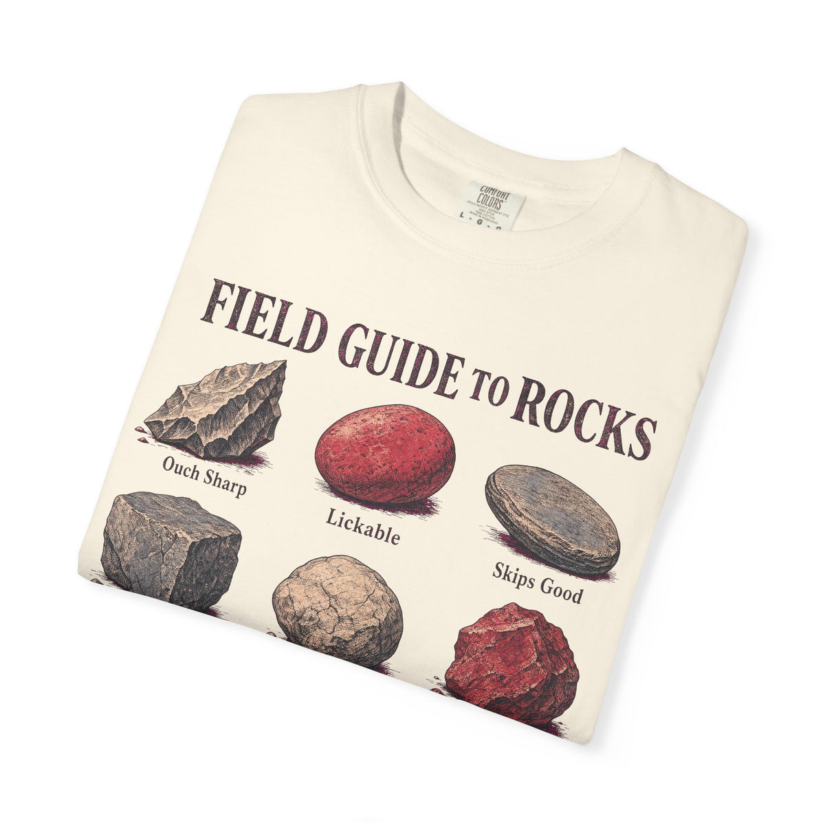 Rock Field Guide T-shirt in Ivory, folded view