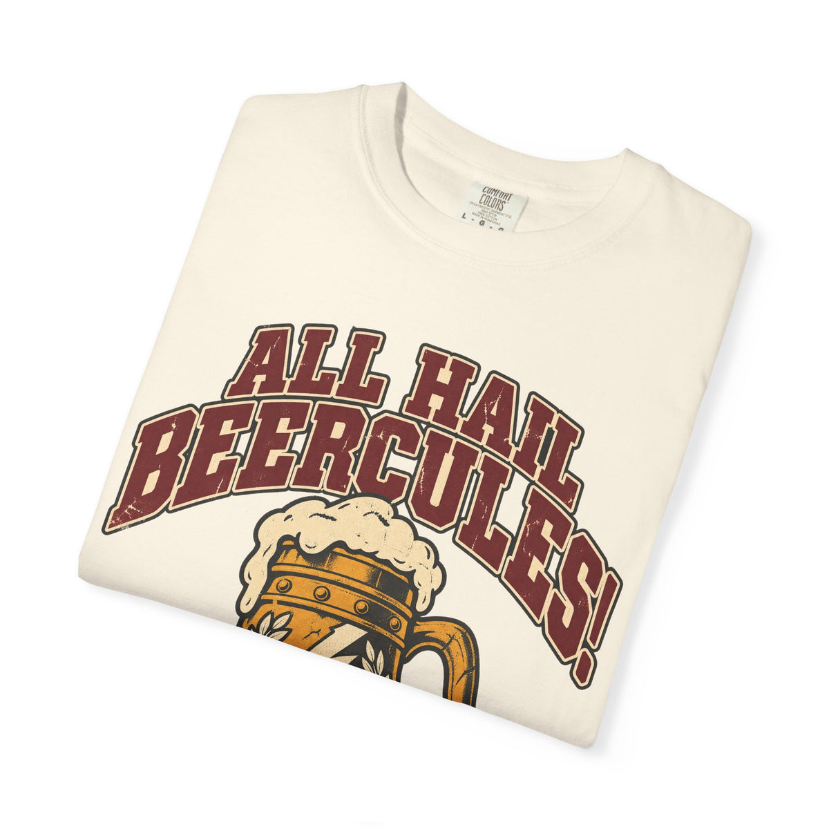 All Hail Beercules T-shirt in Ivory, folded view