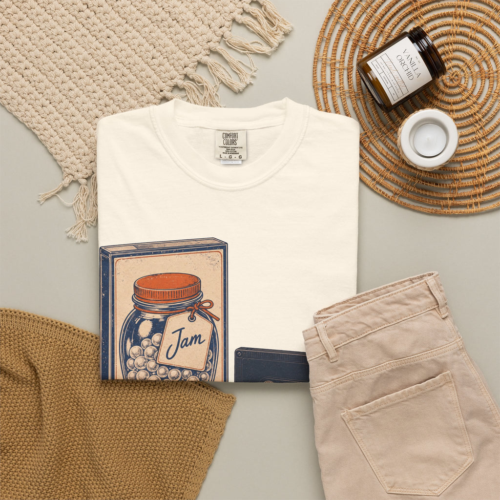 Pearl Jar Cassette Tape T-shirt in Ivory, flat lay view