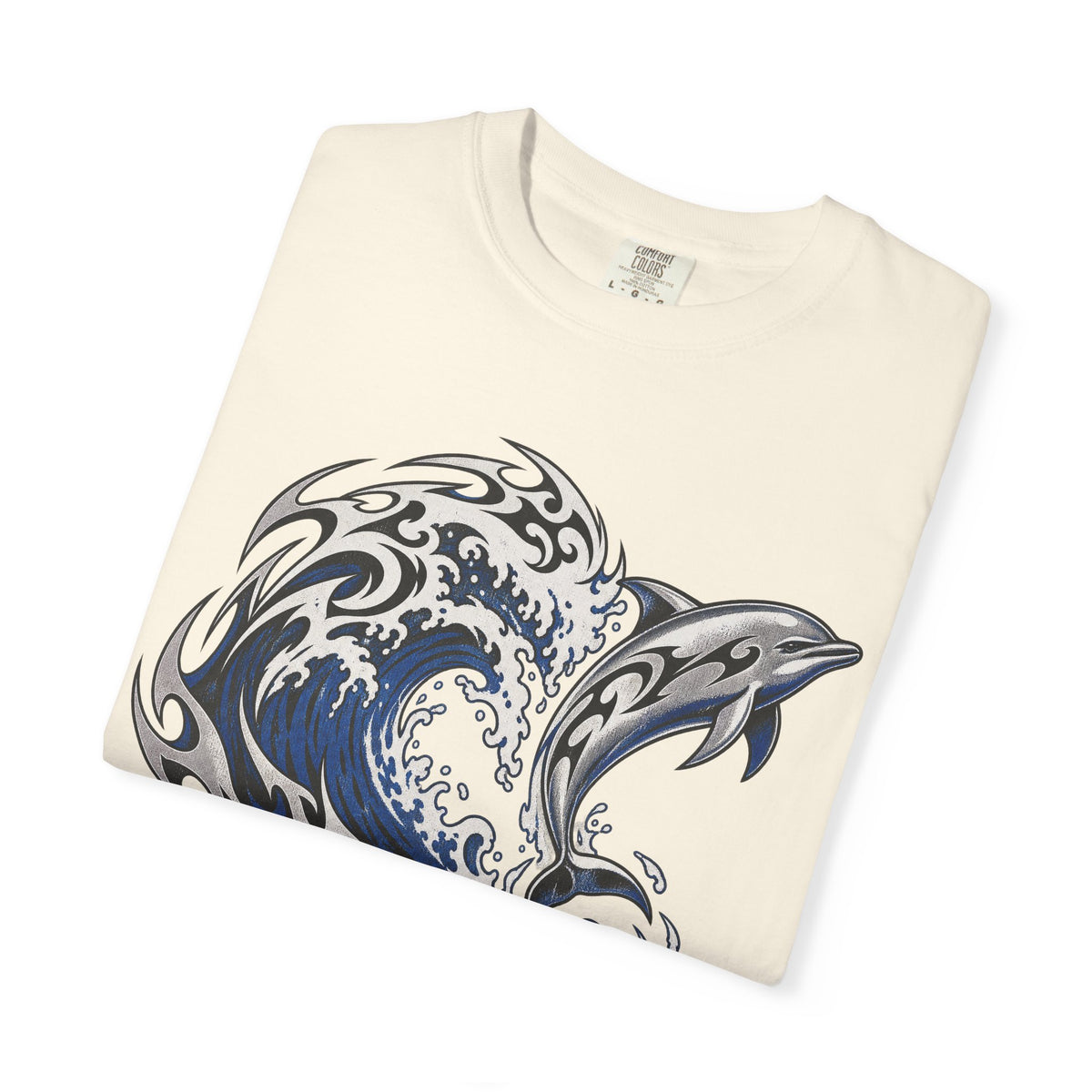 Tribal Flame Wave T-shirt in Ivory, folded view