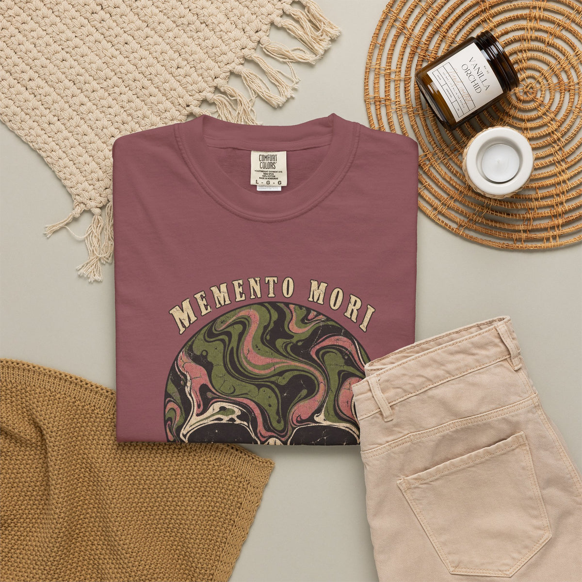 Comfort Colors® Memento Mori T-Shirt, Funny Vintage Philosophy Skull