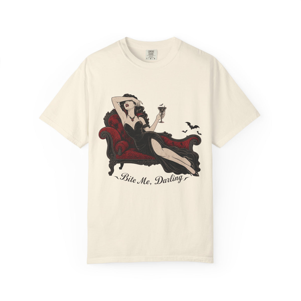 Bite Me Darling T-shirt in Ivory, front view
