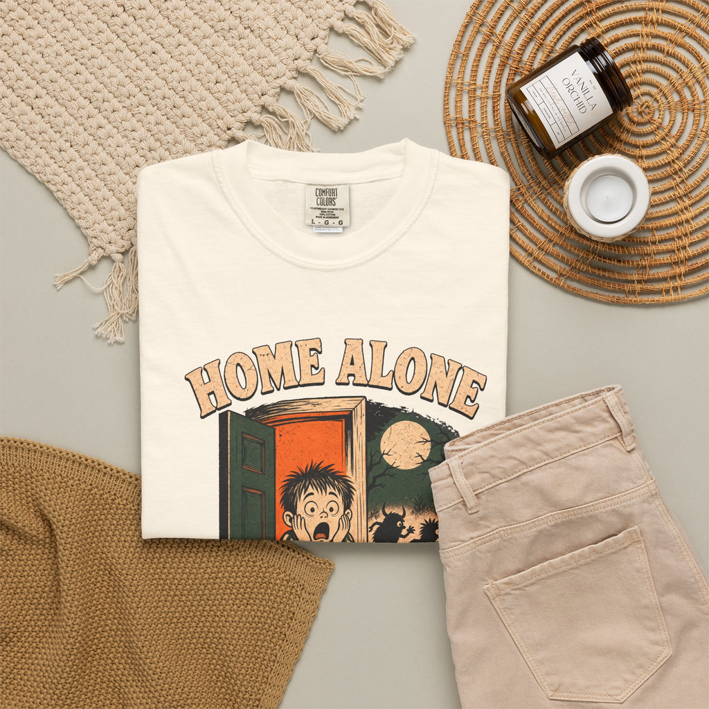 Home Alone Not Anymore T-shirt in Ivory, flat lay view