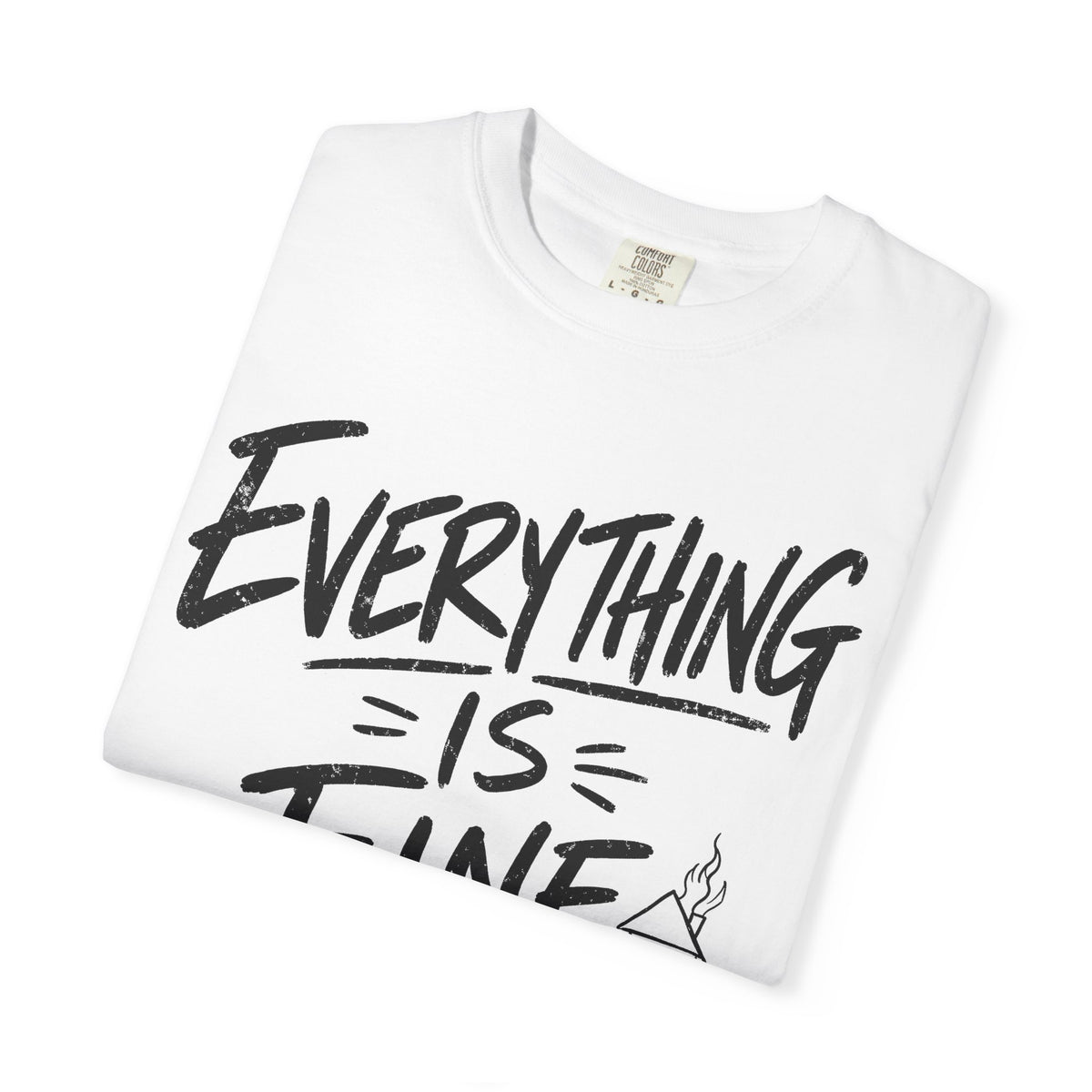 Everything Is Fine T-shirt in White, folded view