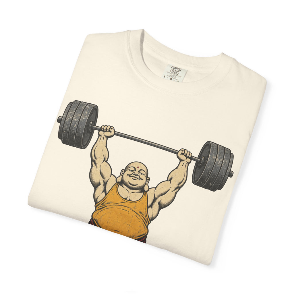 Buddha Weightlifting T-shirt in Ivory, folded view